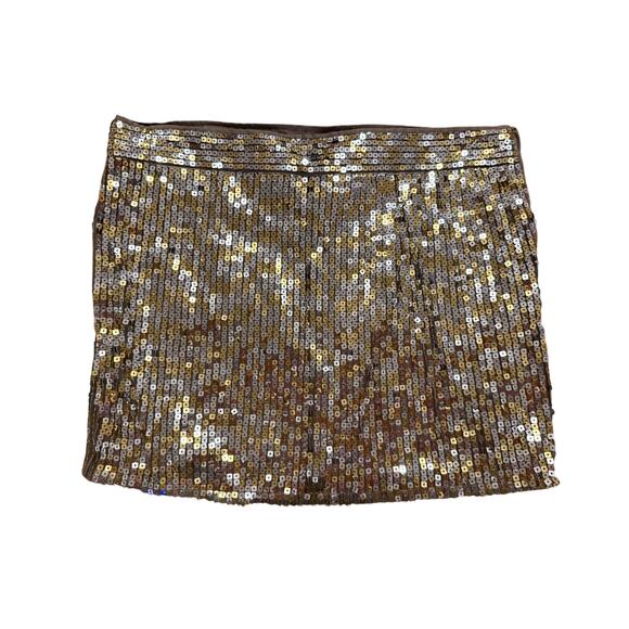 NWT Womens Abercrombie & Fitch Vintage Y2K Gold and Silver Sequin Mini Skirt 6